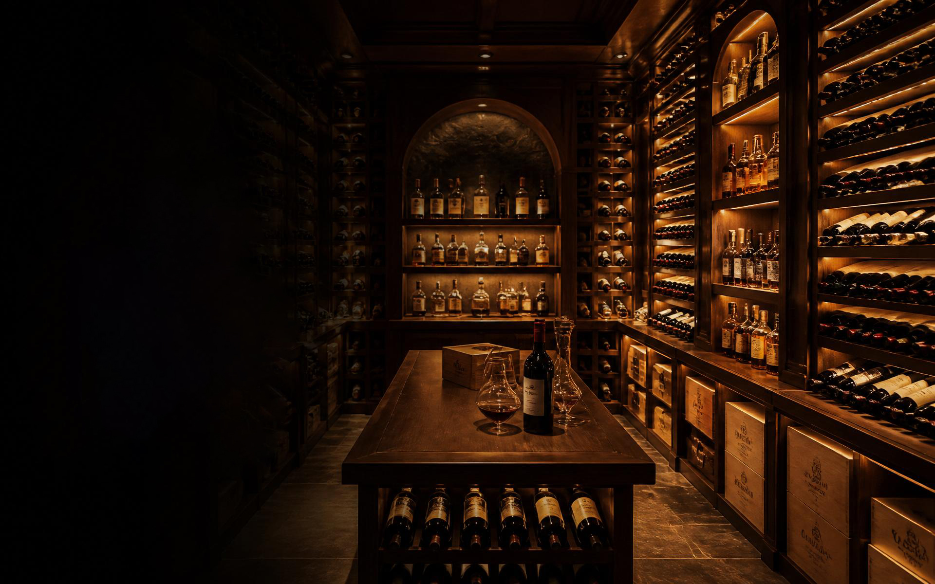 Premium wine and spirits cellar